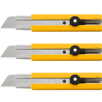 Olfa Classic Extra Heavy-Duty Ratchet-Lock Utility Knife with Anti-Slip Grip: 3 Pack