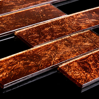 Glass Mosaic Copper Brown/Golden Rays Back-Splash Tile